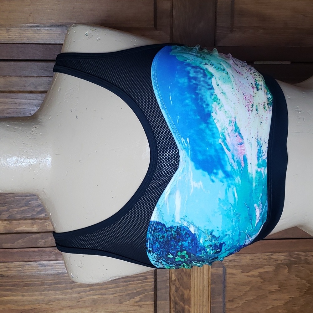 Athleta Women's Bikini Top Palm Dolphin Cove Swimwear Sz 36B/C